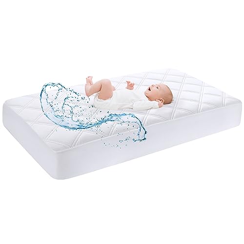 Yoofoss Baby Matratzenschoner wasserdichte Spannbettlaken 60x120 cm Spannbetttuch Matratzenauflage Atmungsaktiv Bettlaken Laken für Beistellbett weiß von Yoofoss