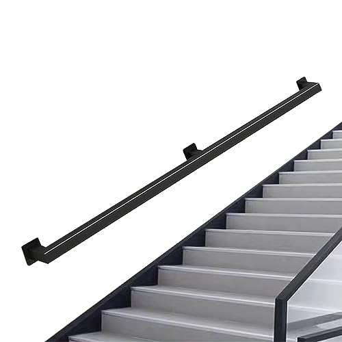 Treppenhandlauf, Geländer, 1 m, 1,5 m, 2 m, 2,5 m, 3 m, schwarz, quadratisch, Treppengeländer, Sicherheitshandlauf, Stützstange, Geländer für drinnen und draußen – moderne Dekoration (Size : 2.1m) von Yopappol
