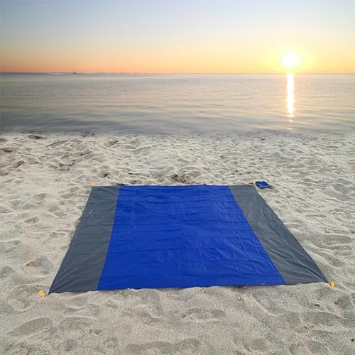 Yorajuy Picknickdecke Stranddecke Strandmatte Campingdecke, Groß 140 x 200cm Wasserdicht Sanddicht Picknickmatte mit 4 Ankerpfählen, 4 Ecktaschen für Strand, Camping, Wandern, Picknick von Yorajuy