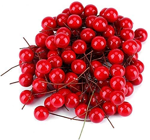 Künstliche Rote Kirschen Weihnachten Beere Dekorationen Holly Berry Hängende Ornamente Urlaub Festival Künstliche Früchte Decor DIY Feiertag (100Pcs) von Yosoo