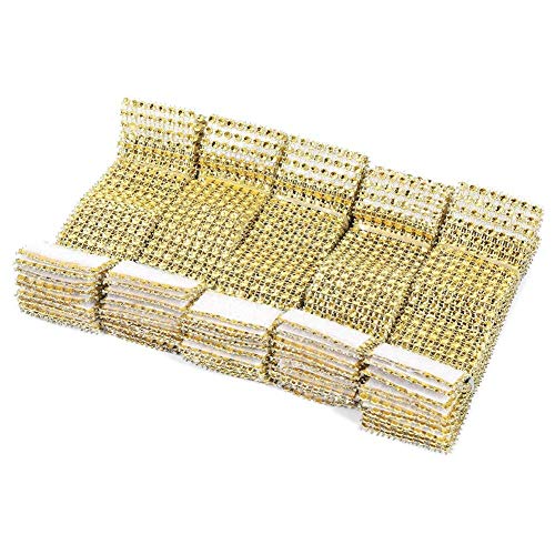 50 Silber/golden Strass Serviette Ringe 8 Reihen Stuhl Schärpe Ring Diamant Mesh Wrap Schleifen Halterung für Party Hochzeit Bankett Tisch Serviette Halterung Bouquet verpackt Ring Dekorative 50pcs von Yosoo