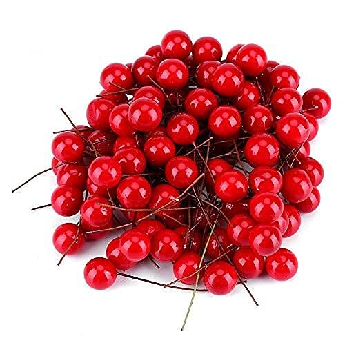 Yosoo Künstliche Rote Kirschen Weihnachten Beere Dekorationen Holly Berry Hängende Ornamente Urlaub Festival Künstliche Früchte Decor DIY Feiertag (200Pcs) von Yosoo