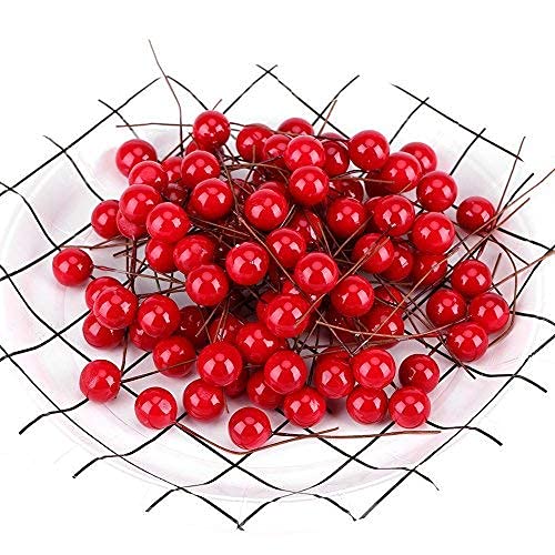 Yosoo Künstliche Rote Kirschen Weihnachten Beere Dekorationen Holly Berry Hängende Ornamente Urlaub Festival Künstliche Früchte Decor DIY Feiertag (500Pcs) von Yosoo