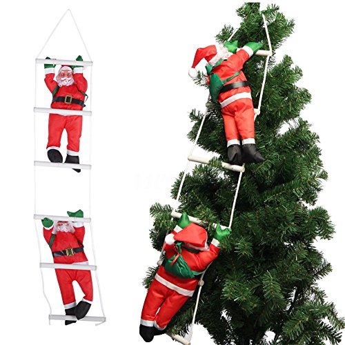Zwei Weihnachtsmann Klettern auf Strickleiter für Weihnachtsbaum Indoor Outdoor Hängenden Ornament Decor Weihnachten Xmas Party Home Tür Wand Dekoration von Yosoo