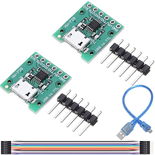 Youmile 2 Stück H340 MSOP10 USB zu TTL Modul 5 V/3,3 V Alternatives CH340G-Modul USB-zu-TTL-Seriell-Konverter mit DuPont-Kabel Micro-USB-Kabel von Youmile