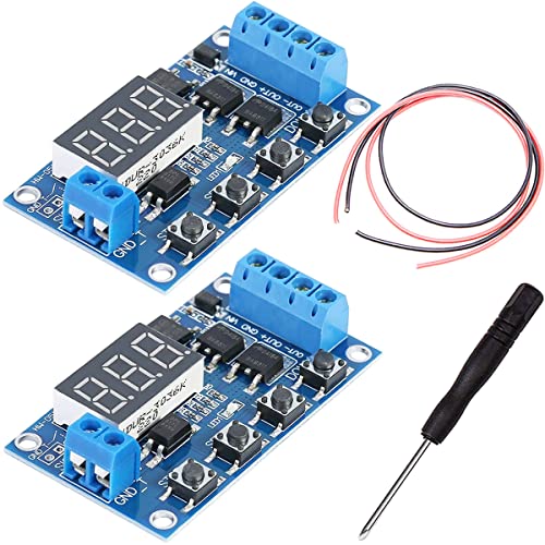 Youmile 2 Stück Time relay 230 V - interval 12 V control switch 5 V - 36 V Digitale LED-Relaisplatine Timer-Verzögerungsmodul mit Schraubendreher Rotes und schwarzes Kabel von Youmile