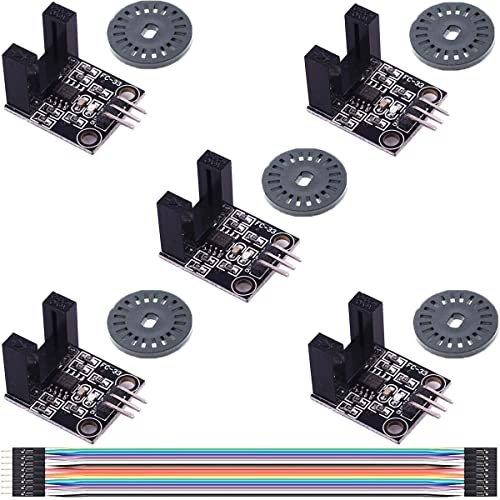 Youmile 5 Stück Geschwindigkeitsmesssensor Photoelektrischer Infrarot Zählsensor LM393 H2010, Motordrehzahlsensormodul mit Encodern, DuPont-Kabel von Youmile