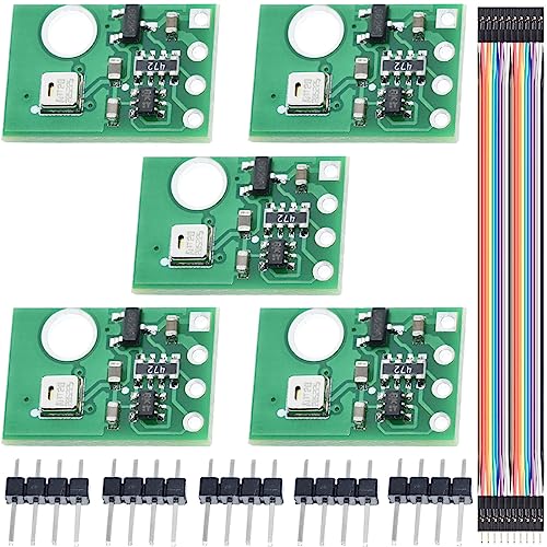 Youmile 5 Stück Temperature Humidity modul AHT20 I2C Temperatur-Feuchtigkeitssensormodul Hochpräzise Sonde DC 2,0–5,5 V AHT10 Upgrade-Version Mini-Größe mit männlichem und weiblichem Dupont-Kabel von Youmile