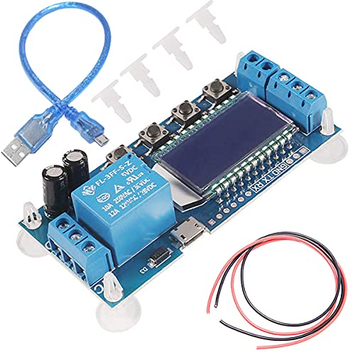 Youmile Verzögerung Controller Board Delay-Off-Cycle-Timer 12V 5V USB Relaismodul Zeitschalter LCD-Display Unterstützung mit Micro-USB-Kabel Weißes Basiskissen von Youmile