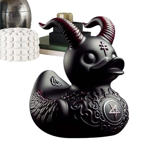 Youngwier Duckieville Enten | Duckieville Enten Figuren Statue Harz Schwarz Rocker Enten Skulptur Sammlerstück Gothic Punk Enten Figur Satan Ente Tisch Deko Geschenk Für Gothic-Liebhaber von Youngwier