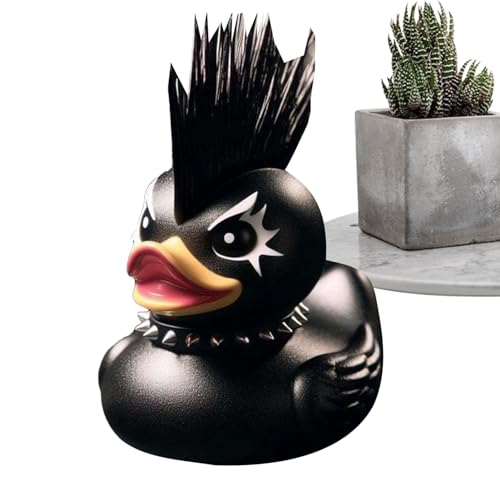 Youngwier Duckieville Enten | Duckieville Enten Figuren Statue Harz Schwarz Rocker Enten Skulptur Sammlerstück Gothic Punk Enten Figur Satan Ente Tisch Deko Geschenk Für Gothic-Liebhaber von Youngwier