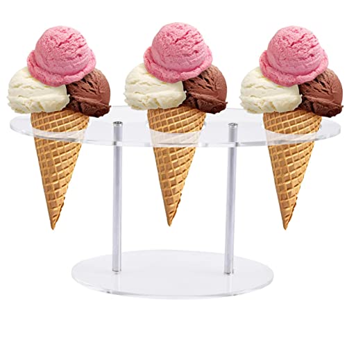 Youpo Eistütenhalter | Eiscreme Ausstellungsstand | Acryl Ice Cream Cone Halter Ständer Mit 3 Löchern Für Eistüten Schneekegel Handrolle Sushi Popcorn Süßigkeiten von Youpo