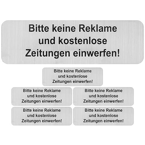 Briefkastenaufkleber "Keine Werbung", 6 Stück, 67 x 21 mm, selbstklebende Folie in Edelstahl Optik, Stop Werbung Schild für Innen- und Außenbereich, Aufkleber Sticker Hinweis "Bitte keine Werbung" von Your Day Mate