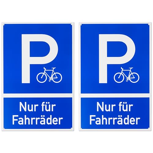 Hinweisschild "Parkplatz - Nur für Fahrräder", 2 Stück, 30 x 20 cm, 1 mm starkes PVC Schild mit Bohrlöchern, Auto Parken verboten Schild für Innen- und Außenbereich, privater Parkplatz Fahrrad, Rad von Your Day Mate