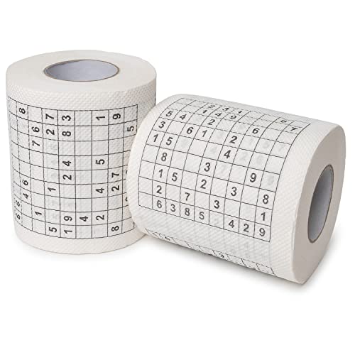 Sudoku Klopapier, 2 Rollen, mit 20 unterschiedlichen Sudokus zum knobeln, Klo WC Dekoration zum Jubiläum, lustiges Motto Klo Papier, Fun Toilet Paper, Geschenkartikel Klorolle, Geburtstags-Dekoration von Your Day Mate