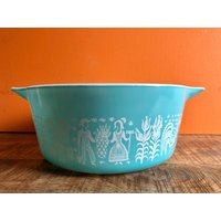 Türkise Pyrex Amish Butterprint Auflaufform 475-B Weiße Aschenputtel 2 1/2 Qt Seltene Schüssel Vintage Rare Htf von YourYesterYears