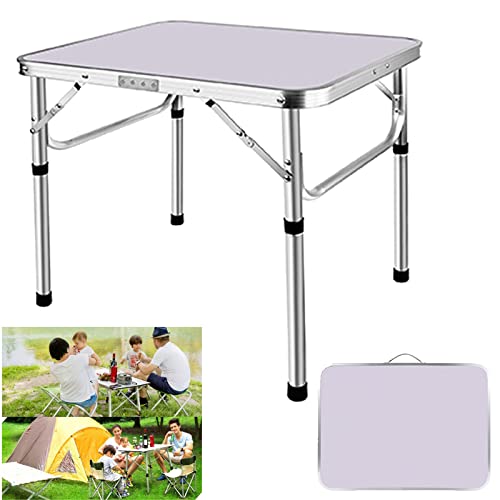 Klapptisch aus Aluminium, 60 cm, tragbar, für Camping, Picknick, Outdoor, Gartentisch für Grillparty, Schreibtisch, PC-Arbeitsplatz, platzsparend, kompakt, zusammenklappbar, höhenverstellbar von YouseaHome