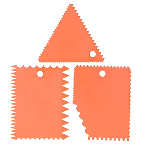 Kuchenschaber und Glätter-Set – 3 Teile/satz Kuchen-Creme-Schaber, Pastenschneider, Schaber, unregelmäßige Zähne, DIY-Glätter (Orange) von Yousiliang