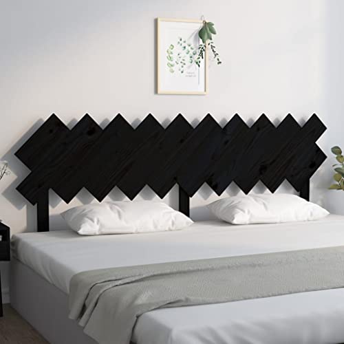 Youuihom Wandkissen Wandpaneele Gepolstert Schlafzimmer-Kopfteil Bett-Kopfteil Schwarz 196x3x80,5 cm Massivholz Kiefer Geeignet für Schlafzimmer, Hotels,Gästezimmer, Wohnungen von Youuihom