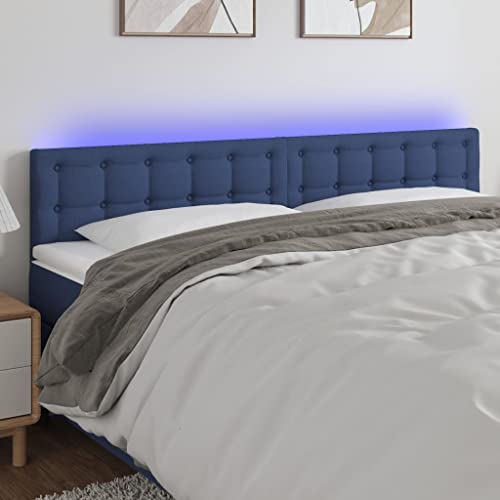 Youuihom Wandschutz Kopfteil, Bettgestell Kopfteil, Bett-Rückwände, LED Kopfteil Blau 200x5x78/88 cm Stoff Geeignet für Schlafzimmer, Gästezimmer, Wohnungen, Hotels, B&Bs von Youuihom