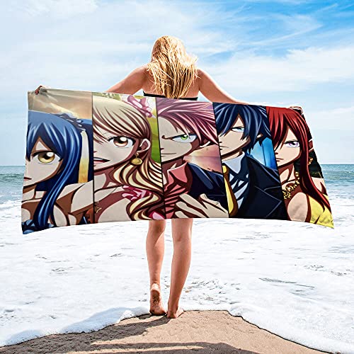 FAIRY TAIL - Porträts von Menschen Anime Mikrofaser Leichte Absorption Sandfrei Schnell Trocknend Strandtuch Campingtuch Reise Pool Picknick Schwimmen Badetuch von YuZong