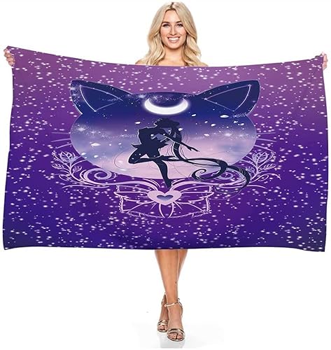 Sailor Moon- lila Hintergrund Mikrofaser Leichte Absorption Sandfrei Schnell Trocknend Strandtuch Campingtuch Reise Pool Picknick Schwimmen Badetuch von YuZong