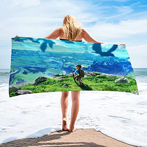 The Legend of Zelda-Link-blauer Hintergrund Mikrofaser Leichte Absorption Sandfrei Schnell Trocknend Strandtuch Campingtuch Reise Pool Picknick Schwimmen Badetuch von YuZong