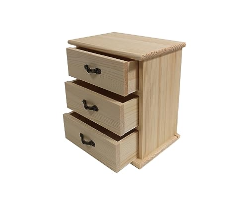 Holzkästchen Holz Kommode Aufbewahrungsbox Sammelkasten mit 3 Schubladen Yudu von Yudu