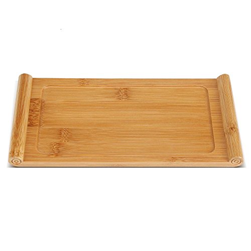 Natürliche Bambus-Tee-Tischplatte, japanisches/chinesisches Kung-Fu-Tee-Zubehör, Drainage-Massivholz-Tee-Tablett, Tee-Serviertablett 10,43"x 5,08" x 0,71", Originalfarbe von Yuehao