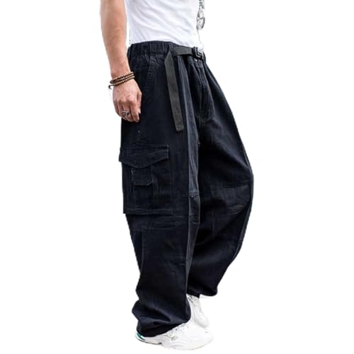 Yujun Trendy lose Baggy Cargo Hosen Männer Casual Hiphop Harem Baumwolle Gerade Hosen Wide Bein Plus Größe Streetwear Kleidung von Yujun