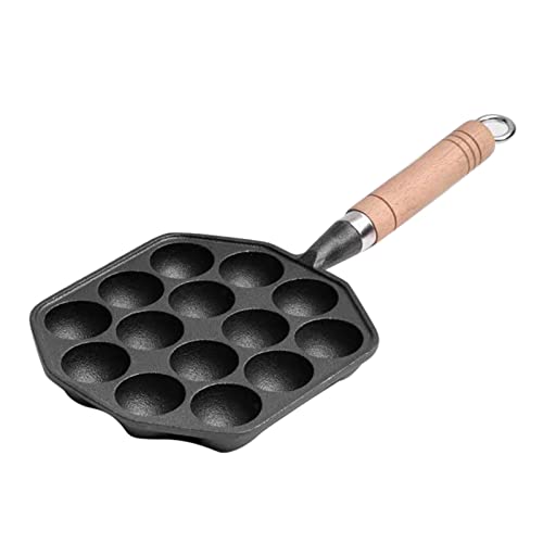 Takoyaki-Pfanne, Japanische Grillpfanne aus Antihaftbeschichtetem Gusseisen mit 14 Löchern und Abnehmbarem Griff, Verbrühschutz, Formenmacher für Oktopus-Fleischbällchen, Einfach Takoyaki-Pfanne, Japanische Grillpfanne aus Antihaftbeschichtetem Gusseisen mit 14 Löchern und Abnehmbarem Griff, Verbrühschutz, Formenmacher für Oktopus-Fleischbällchen, Einfach von Yunir