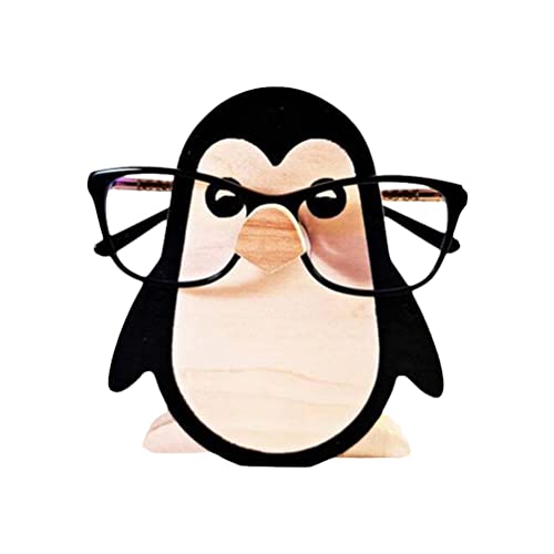 Yusat Brillenhalter, Holz-Brillenständer, Tier-Brillenhalter, Display-Aufbewahrungsregal, handgefertigt, Weihnachten, kreativer Brillenhalter für Zuhause, Büro, Schreibtisch-Dekoration, Pinguin von Yusat