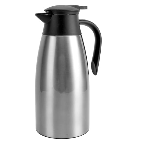Yusat Isolierter Wasserkocher, 2 L, 304 Edelstahl, Doppelwandiger Vakuum-Thermo-Kaffeespender, Wasserkocher für Tee zu Hause (Gebürstetes Silber) von Yusat