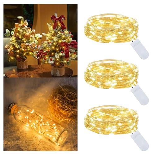 LED Lichterkette mit Batterie,Lichterkette Innen Batterie 3 x 1.5M,Mini 15LED Lichterkette Fairy Lights Wasserdicht für Party Hochzeit Zimmer Deko Weihnachten Beleuchtung Deko.(Warmweiß) von YzzYzz