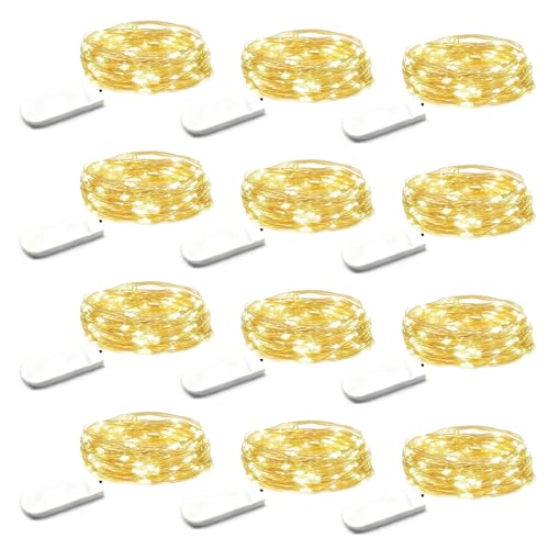 Lichterkette Batterie,Micro LED Lichterkette Innen Batterie 12 x 1.5M,Mini 15LED Lichterkette mit Batterie,Fairy Lights Wasserdicht für Party Hochzeit Zimmer Deko Weihnachten Beleuchtung Deko von YzzYzz