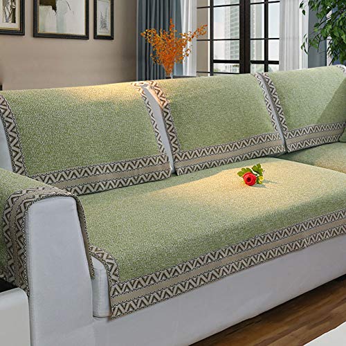 Z-one Sofa Abdeckung Retro Dekoration Sofa Überwurf Baumwolle Anti-rutsch Schmutzabweisend Kissen beschützer Für L förmige- Couch Schnitt-Grün 110x160cm(43x63inch) von Z-one