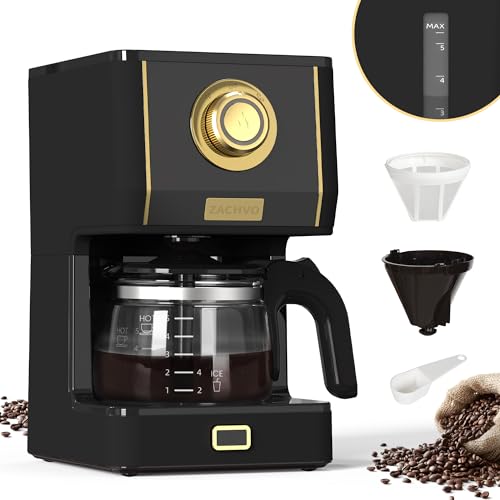 ZACHVO Filterkaffeemaschine Kaffeemaschine Filtermaschine 5 Tassen -Coffee Machine 650ml mit Glaskanne, Abnehmbaren Filter -Tropfstopp, Abschaltautomatik, 30min Warmhaltefunktion, 3 Brühmodus, Schwarz von ZACHVO