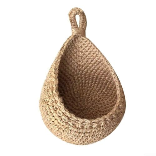 ZAMETTER Handgewebter Jute-Hängekorb, Bauernhaus, stilvoll, atmungsaktiv, für Gemüse und Obst, für Zwiebeln, Knoblauch, Kartoffeln (T B 21 x H 21 x H 23 cm) von ZAMETTER