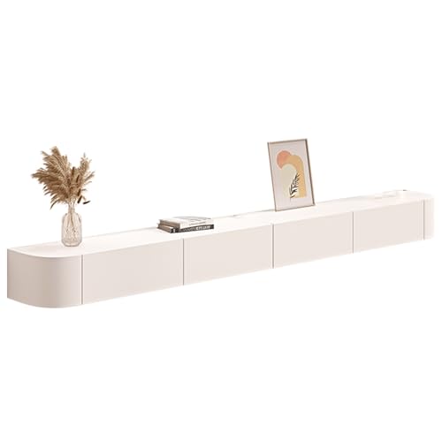 Leichter Luxus TV-Ständer Multifunktionaler TV-Ständer TV-Ständer mit Schubladen-Design Aufhängbar Platzsparend Geeignet für viele Gelegenheiten(White-A,240 * 20 * 24cm) von ZCY HOME