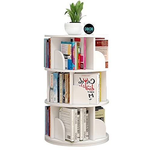 MDF-Kinder-Bücherregal, drehbar, Boden, einfacher Kinderbilder, Buchständer für Bücher, Zeitschriften, CDs (Farbe: Weiß, Größe: 3 Schichten (46 x 98 cm)) von ZCY HOME