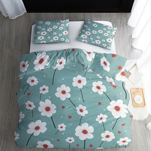 ZDABAOEC Bettwäsche Blumen 135x200, Blüten Wendebettwäsche, Weiche Kuschelige Microfaser Bettbezug 2er Set, 1 Kopfkissenbezug 80x80, mit Reißverschluss von ZDABAOEC