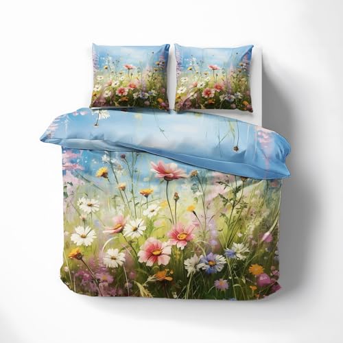 ZDABAOEC Bettwäsche Blumen 135x200, Botanisch Wendebettwäsche, Weiche Kuschelige Microfaser Bettbezug 2er Set, 1 Kopfkissenbezug 80x80, mit Reißverschluss von ZDABAOEC