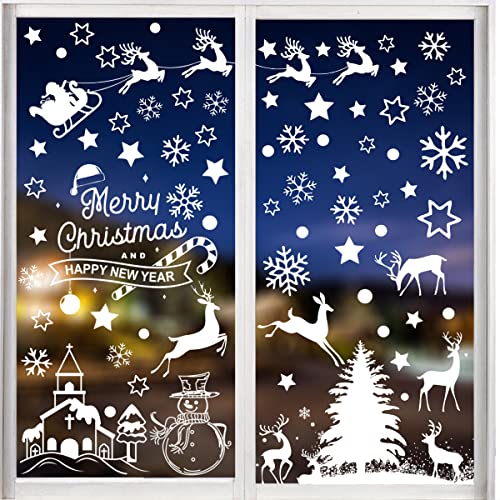 166 Stück Weihnachtsfensteraufkleber,Weihnachts Aufkleber Fenster,Fenstersticker Schneeflocken,Fensteraufkleber Weihnachten Wiederverwendbar,Fensterbilder Winter von ZDQC