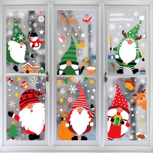 122 Stück Fensteraufkleber Weihnachten,Schneeflocken Fensterdeko,Fensterbilder Weihnachten Selbstklebend Weihnachtsdeko,Weihnachten Fensteraufkleber,Statisch Haftende PVC Aufkleber (Weihnachtstag-B) von ZDQC
