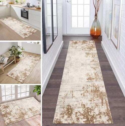 ZDYHMrj Teppich Läufer Flur Küche rutschfest waschbar Teppichläufer Lang Korridor Tepiche 80X120CM Braun Küchenteppich Meterware Bodenmatte Esszimmer Schlafzimmer Wohnzimmer Schmutzfangmatte von ZDYHMrj