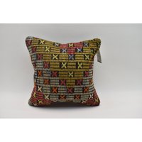 Dekoratives Kelimkissen/Natürliches Kissen Boho Dekokissen Sofakissen Handgewebtes 14x14 Kissenbezug Code 2039 von ZDkilimpillow