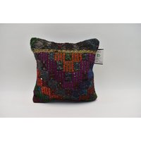 Kelim Kissenbezug, Boho-Kissenbezug, Cecim-Kissenbezug, Mehrfarbiges Kissen, Rustikales Azteken-Kissenbezug, 14x14 Code 1920 von ZDkilimpillow