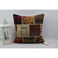 Patchwork Kissenbezug/18x18 Boho Sofakissen Dekokissen Handgemachtes Kissen Weihnachtsdeko Vintage Code 6628 von ZDkilimpillow