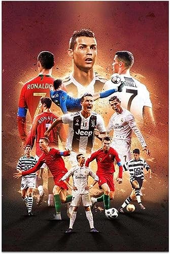 Cr7 Cristiano Ronaldo Fußballer Wandkunst Poster Leinwand Kunst Poster Druck Bild Wohnzimmer Wandbild Schlafzimmer Dekoration Malerei Mode Wanddekoration für Fitnessstudio Fußball Club Fan Geschenk von ZEBE