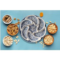 Keramik Platte Snack Tablett Blauer Teller, Set Von 8 Windrad Design, Nussschalen, Lebensmittelecht Schüsseln, Tapas Servieren, Bleifrei von ZEEMRusticHomeDecor